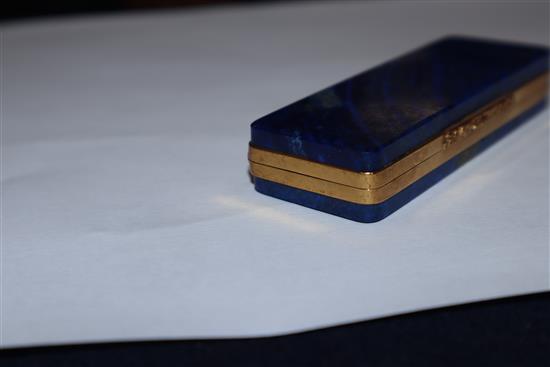 A gold mounted lapis lazuli toothpick box